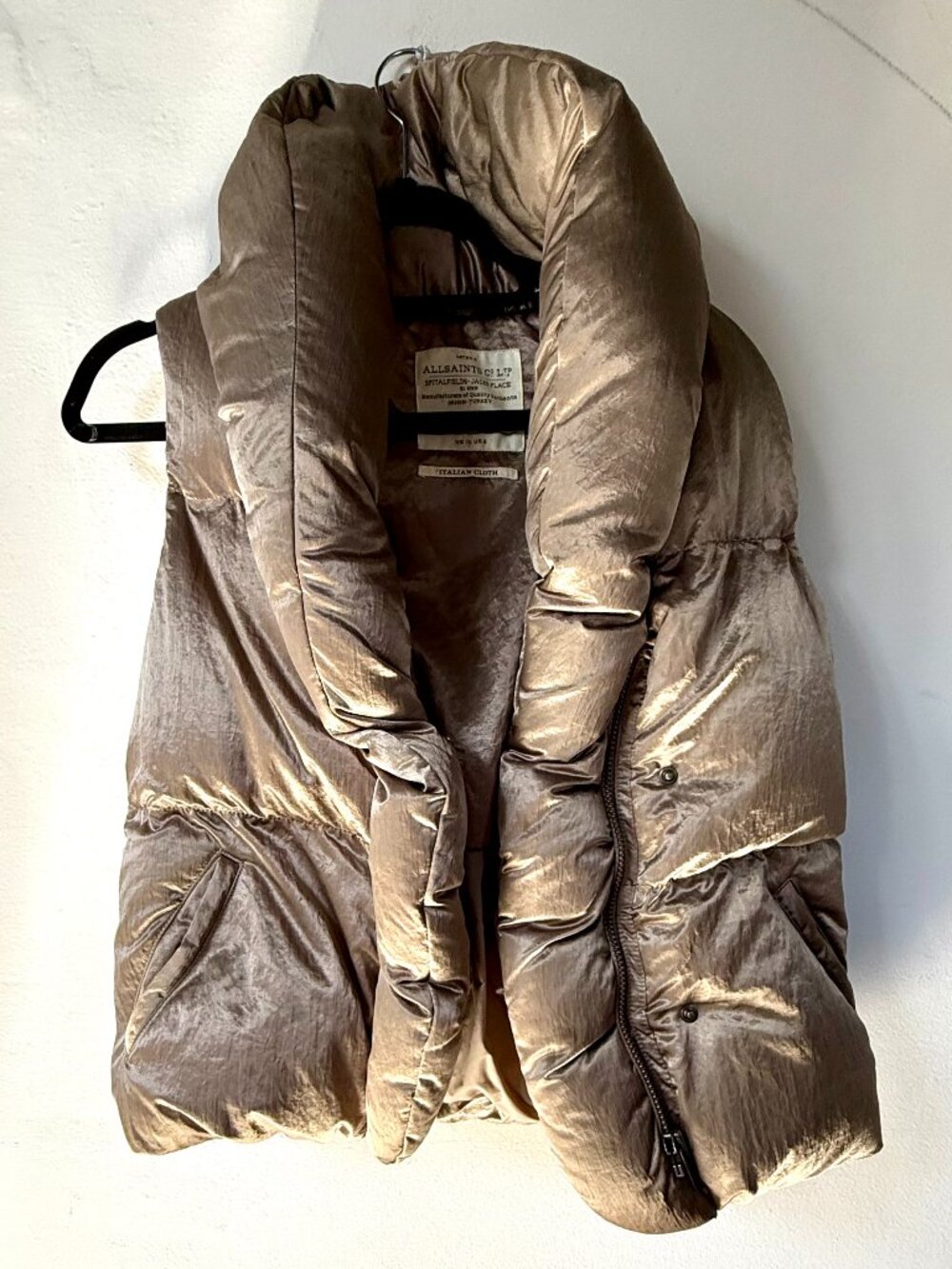 ALL SAINTS Spitafields Jack's Place Roche Puffer Down Vest Size 6